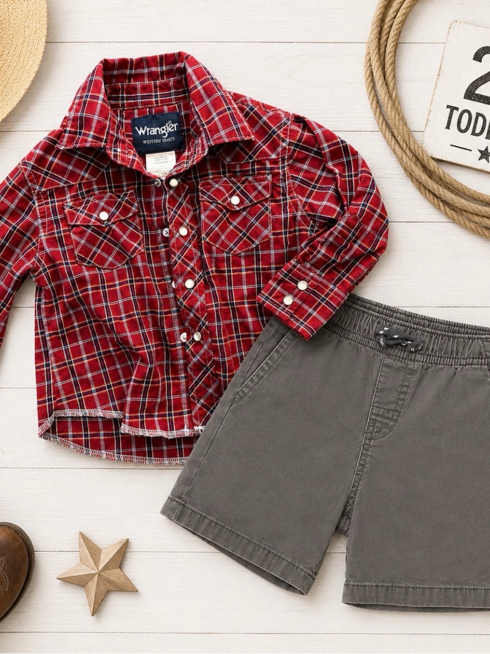 Wrangler Red Plaid Western Snap Shirt
